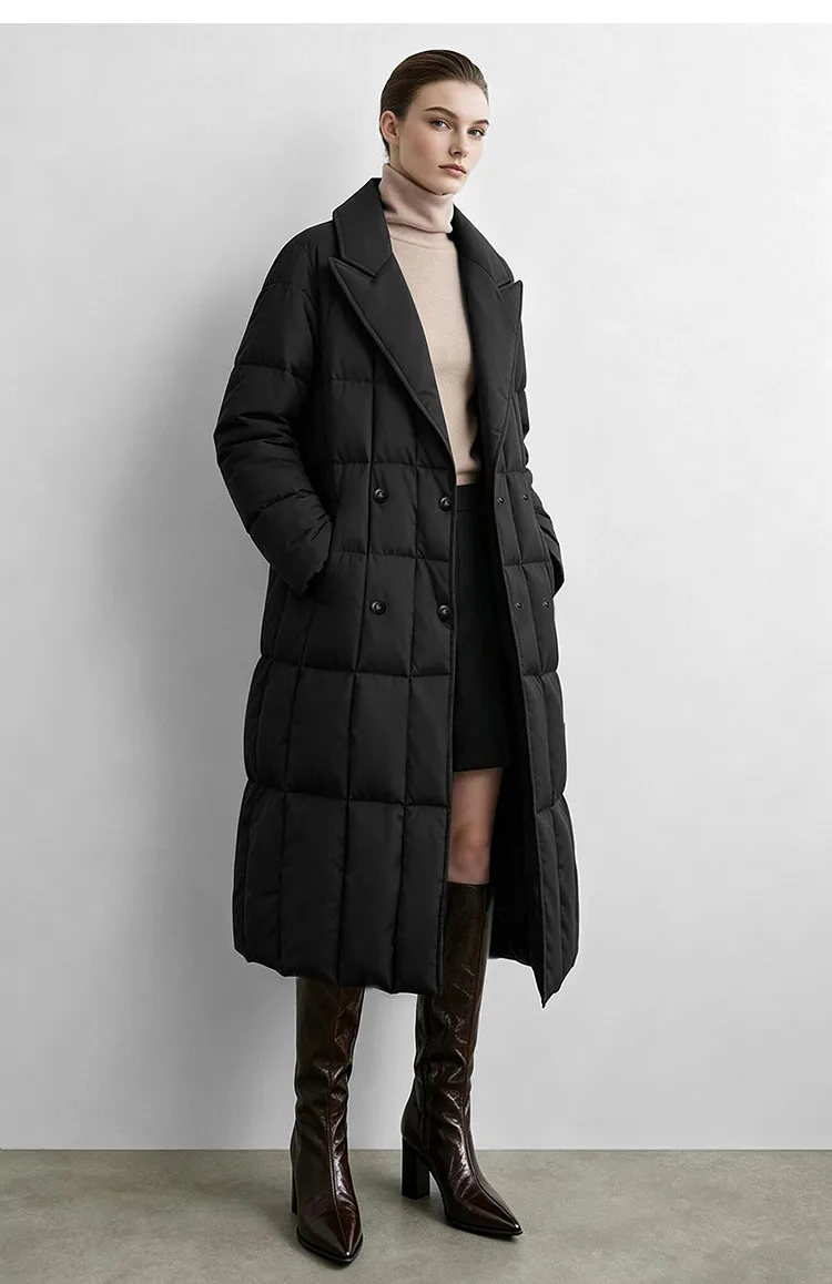 Amii Women's A-Line Down Jacket Lapel Collar Lightweight Warm Slim Fit Commuter Minimalist Women's Winter Down Jacket 12644006