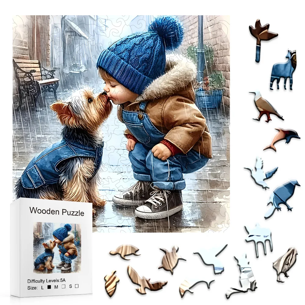 CreativePuzzle Wooden Cat Jigsaw Puzzle - Unique Irregular Cat-Shaped Pieces, Stress Relief Game & Perfect Gift for Holidays & S