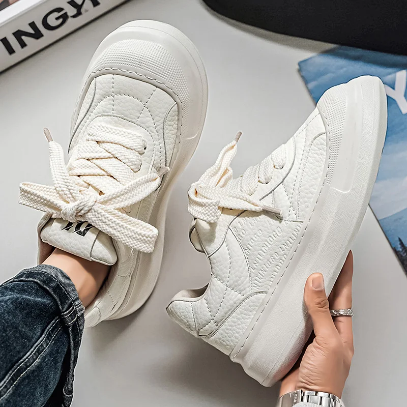 

Новинка весны 2026, дышащие универсальные белые туфли на толстой подошве, повседневная мужская обувь, трендовые кроссовки Sapato Masculino