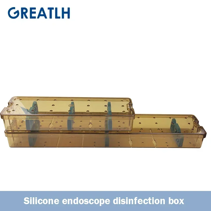 Caja de esterilización de endoscopio de silicona, caja de desinfección de endoscopio de plástico grande/pequeño resistente a altas temperaturas,