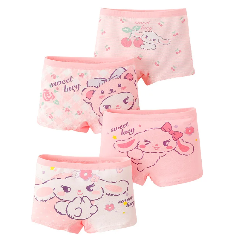 4pcs/lot Children Panties Girls Cartoon Rabbit/Bear Printed Underwear Cotton Panties Kids Short Briefs Children Underpants 1-14Y