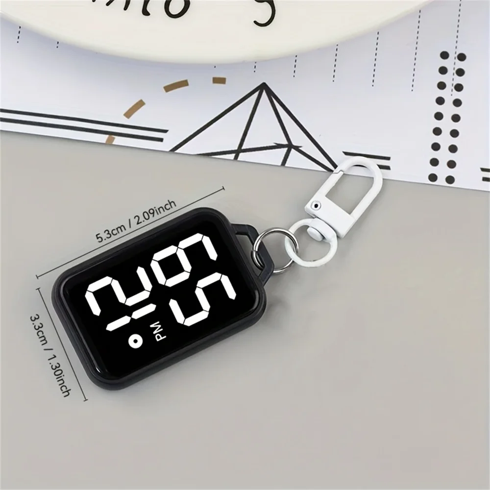 LED Keychain Pocket Watch Digital Display Electronic Watch for Youngster Student Backpacks Keys Pendant Timepiece Present