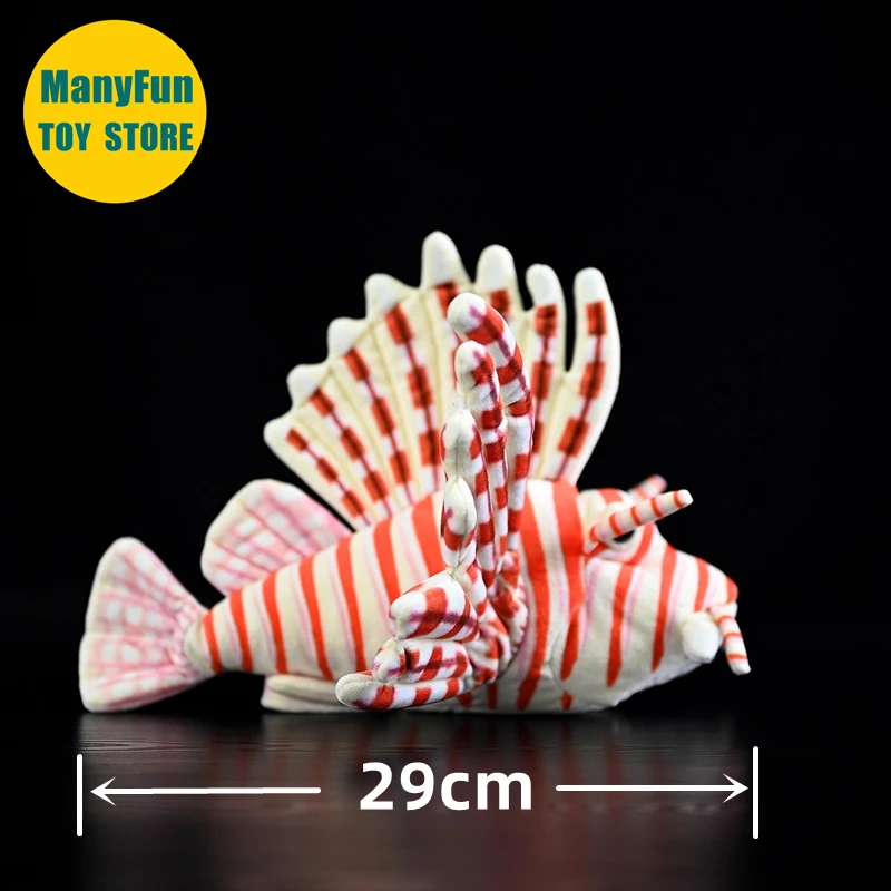 Realistic Lionfish High Fidelity Devil Firefish Plushie Lifelike Turkeyfish Plush Toy Zebrafish Stuffed Animal Doll Toy Gift