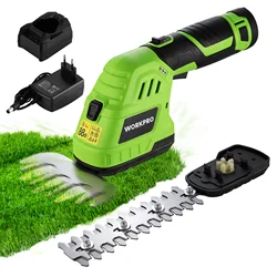 WORKPRO 12V Cordless Grass Shear &Shrubbery Trimmer Portable Hedge Cutter Trimmer 2 in 1 Rechargeable Garden Power Tool