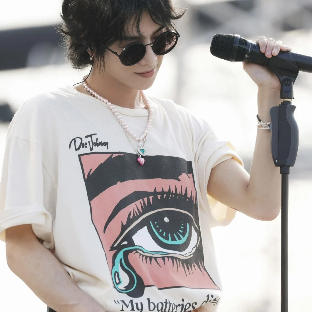 

LIFE Vintage Pure Cotton Loose Couple T-Shirts Short Sleeve Fashionable round Neck Youthful Popular Summer Cartoon Print