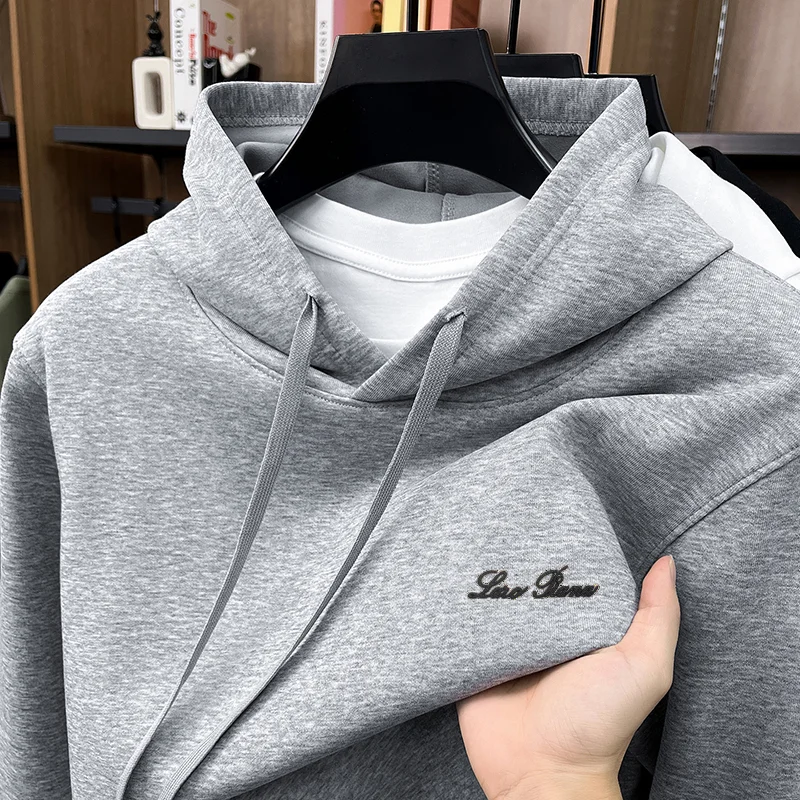 Daily Commuting Man Hooded Sweatshirt Real Pocket Letter Print Pilling-Resistant Autumn New Hoodie Leisure Fashion Mens Clothing