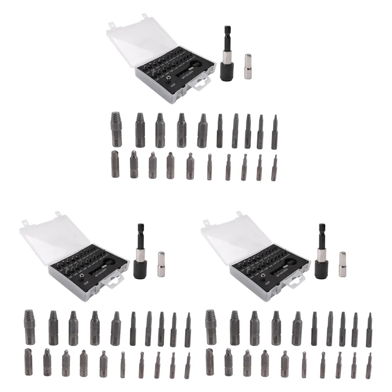 WCS-Damaged Screw Extractor Set,66 PCS Stripped Screw Extractor Kit, HSS Broken Screw Remover Set With Bit & Socket Adapter