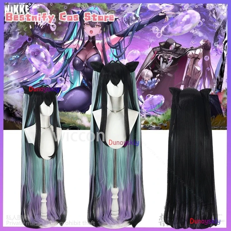 

CosplayNIKKE The Goddess Of Victory Cosplay Old Tales Black Wigs Green Blue Purple Three Color Gradient Y2K Jirai Kei Girls Cust