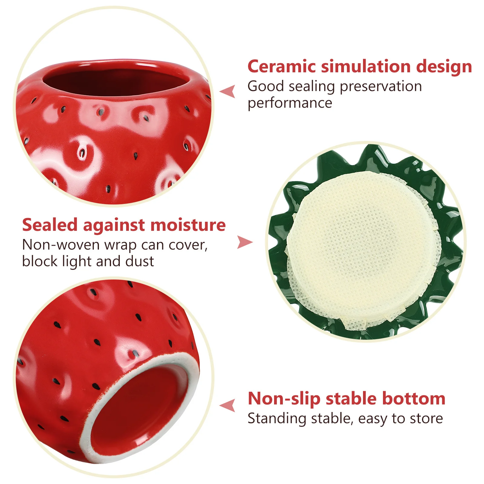 

Strawberry Shaped Ceramic Tea Jar Sealed Kitchen Storage Container for Loose Tea Coffee Beans Ceramic Cookie Jar