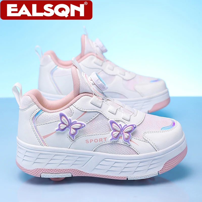 Kids's Roller Skate Shoes for Girls Four Wheels Ultra-Light Outdoor Sport Sneakers for Children Walking Running Birthday Gift