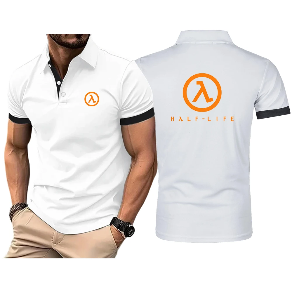 Half Life Game Prints Men's New Summer 100% Polyester Breathable Polo Shirt Casual Solid Color Slim Fit Fashion Tops Sports Polo
