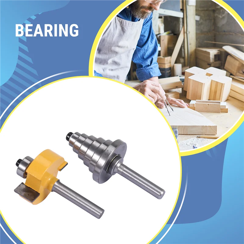 

【Rushed】1/4 Inch Shank Rabbeting Router Bit With 6 Bearings Set For Multiple Depths 1/8 Inch, 1/4 Inch, 5/16 Inch, 3/8 Inch, 7/1