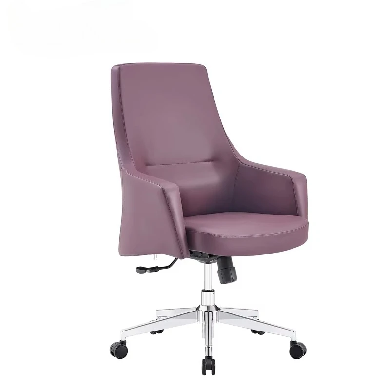 Adjustable Modern Office Furniture Ergonomic Mid-Back Office Chair 55mm Shockproof Mute PU Castors Synthetic Leather Material