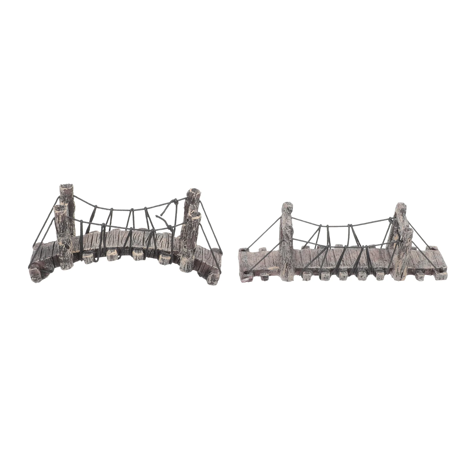 2 Pcs Resin Suspension Bridge Shaped Garden Decor Miniature Village Potted Plant