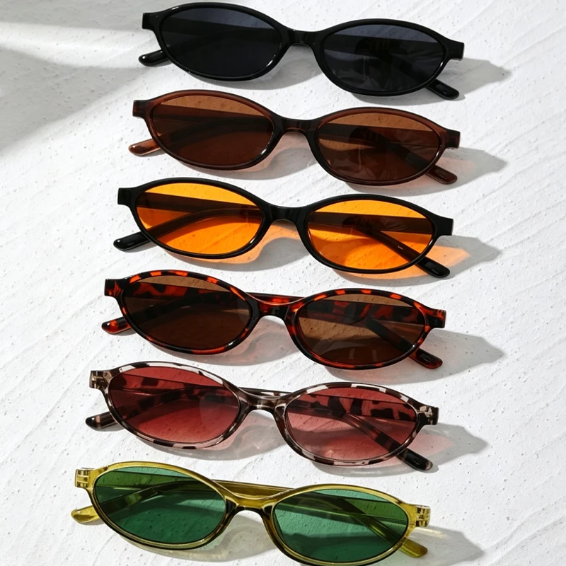 6Pcs Retro Oval Small Frame Sunglasses, Available in Multiple Colors, Easy to Match with Various Outfits
