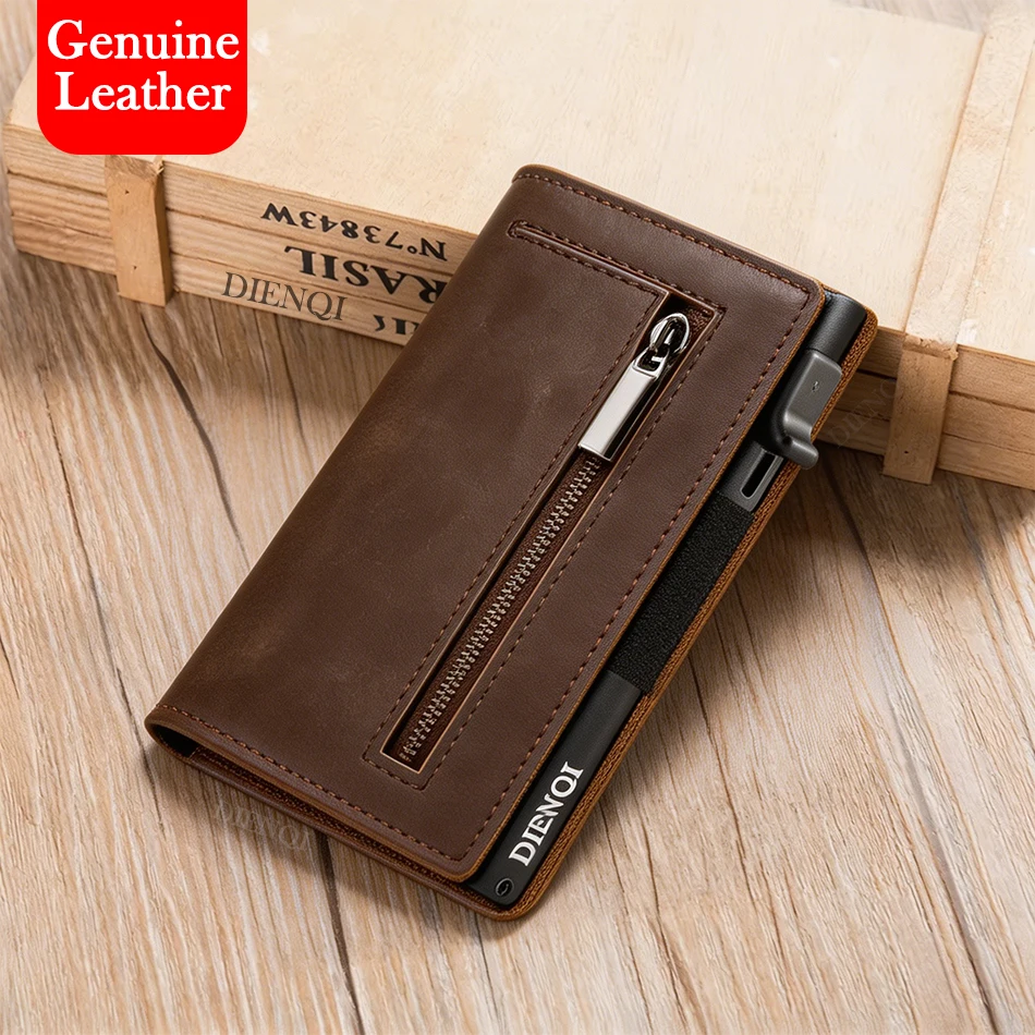 Money Clip Magnetic - Cowhide Credit Card Holder Genuine Leather