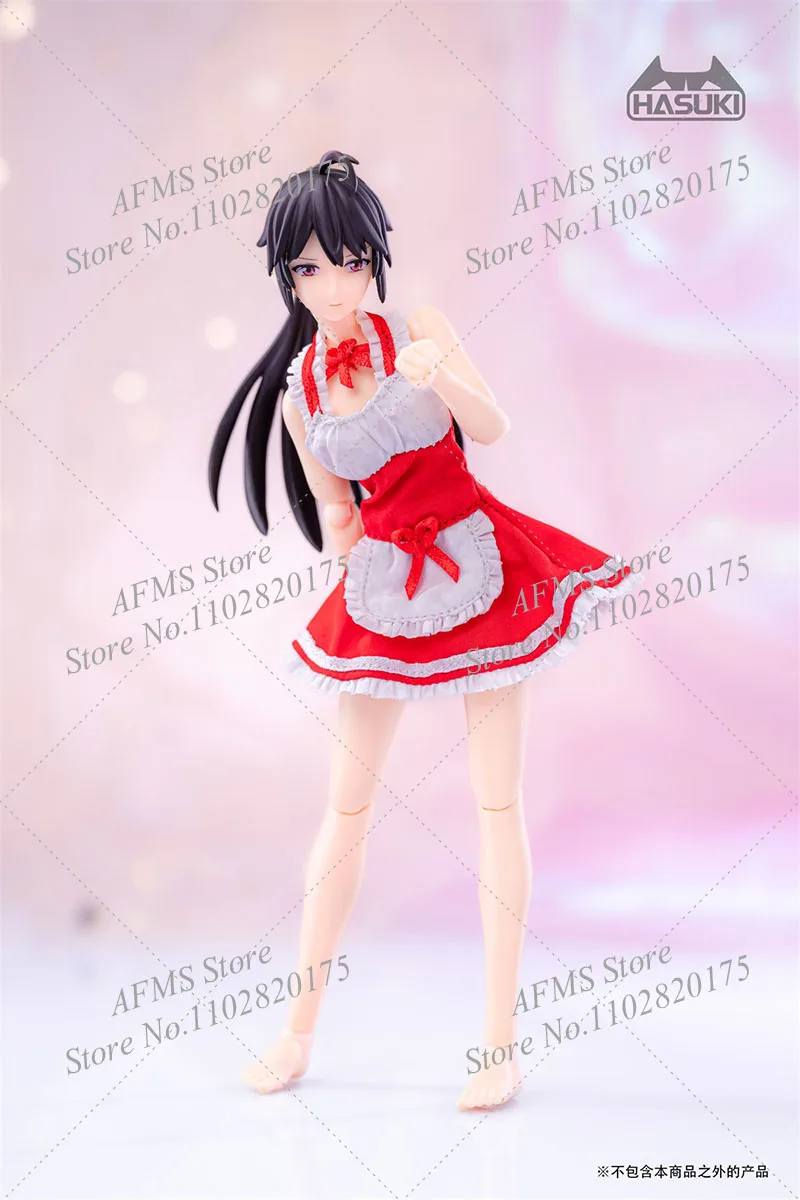 HASUKI CS011 CS010 1/12 메이드 스커트 애니메이션 모바일 슈트 소녀 드레스 모피 플러시 카와이 귀여운 고양이 발톱 맞는 6 "여성 군인 바디