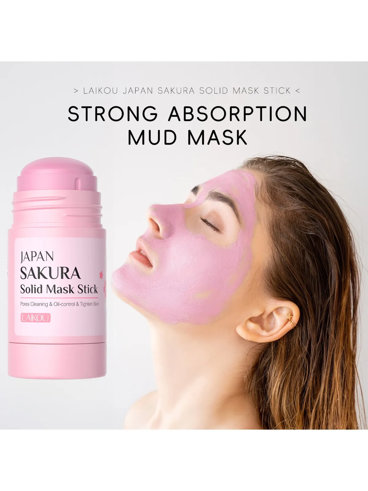 LAlKOU Sakura masque Facial à boue solide bâton réduit les Pores points noirs contrôle du sébum hydratant nettoyant en profondeur masque Facial 45g