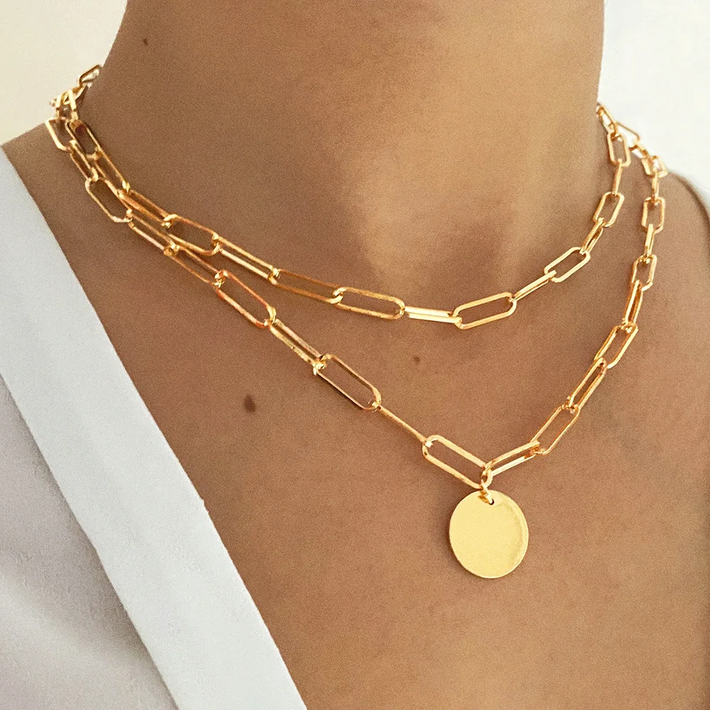 Necklace حلية مستديرة الطبقات قلادة ، المرأة مجوهرات ، اكسسوارات للبنات ، الهدايا الجمالية ، قلادة الموضة ، الملابس ، 2022