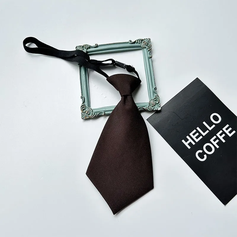 College Style Solid Color Short Tie for Girls and Boys Handsome Personalized Trendy Short Style Small Tie Shirt Decorative Tie image 6