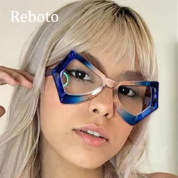 Oversized Ladies Cat Eye Glasses Frames For Women Fashion Colorful Unique Design Anti Blue Light Computer Eyeglasses Eyewear