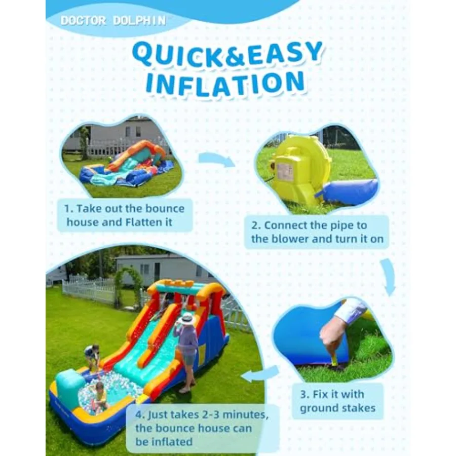 大型裏庭用ウォータースライダー付きバウンスハウスインフレータブルウォータースライド、インフレータブルウォーターパーク用ダブルスライダー