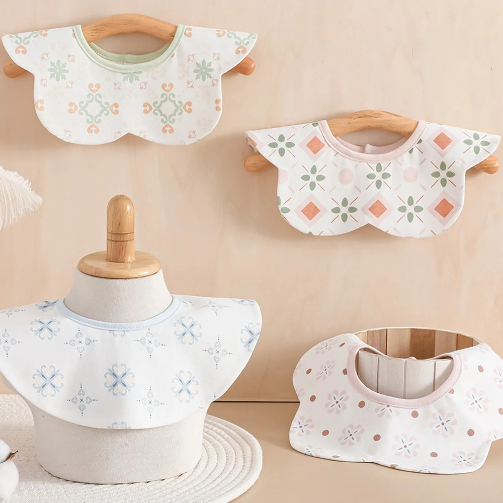 

Sweet Waterproof Baby Cotton Bibs Flower Shape Princess Baby Drooling Bibs INS Korean Style Saliva Towel Cloths Infant
