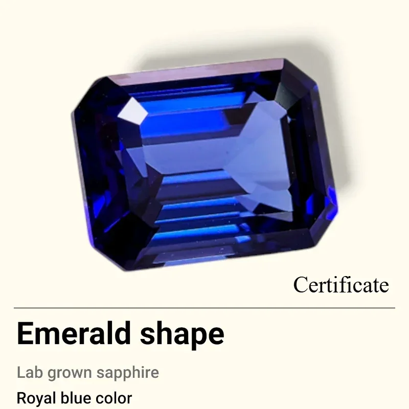 

Сапфир, выращенный в лаборатории камень, изумрудная огранка, королевский синий цвет, блестящее качество для изготовления ювелирных изделий, сертификат AGL, оптовая продажа