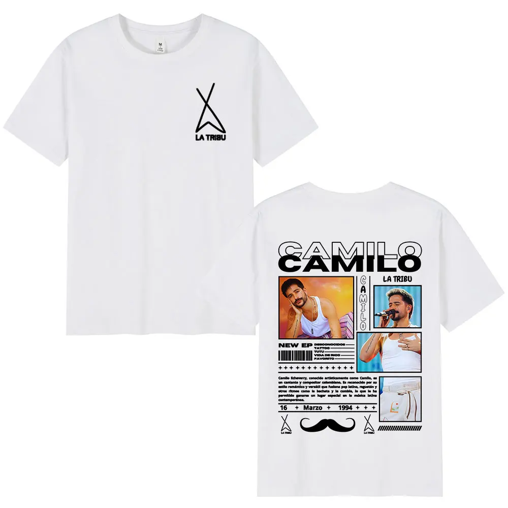 Sänger Camilo La Tribu Album T-Shirts Herren Damen Kleidung Mode Hip Hop Übergroße T-Shirts Baumwolle Casual T-Shirt Streetwear – Detail 4