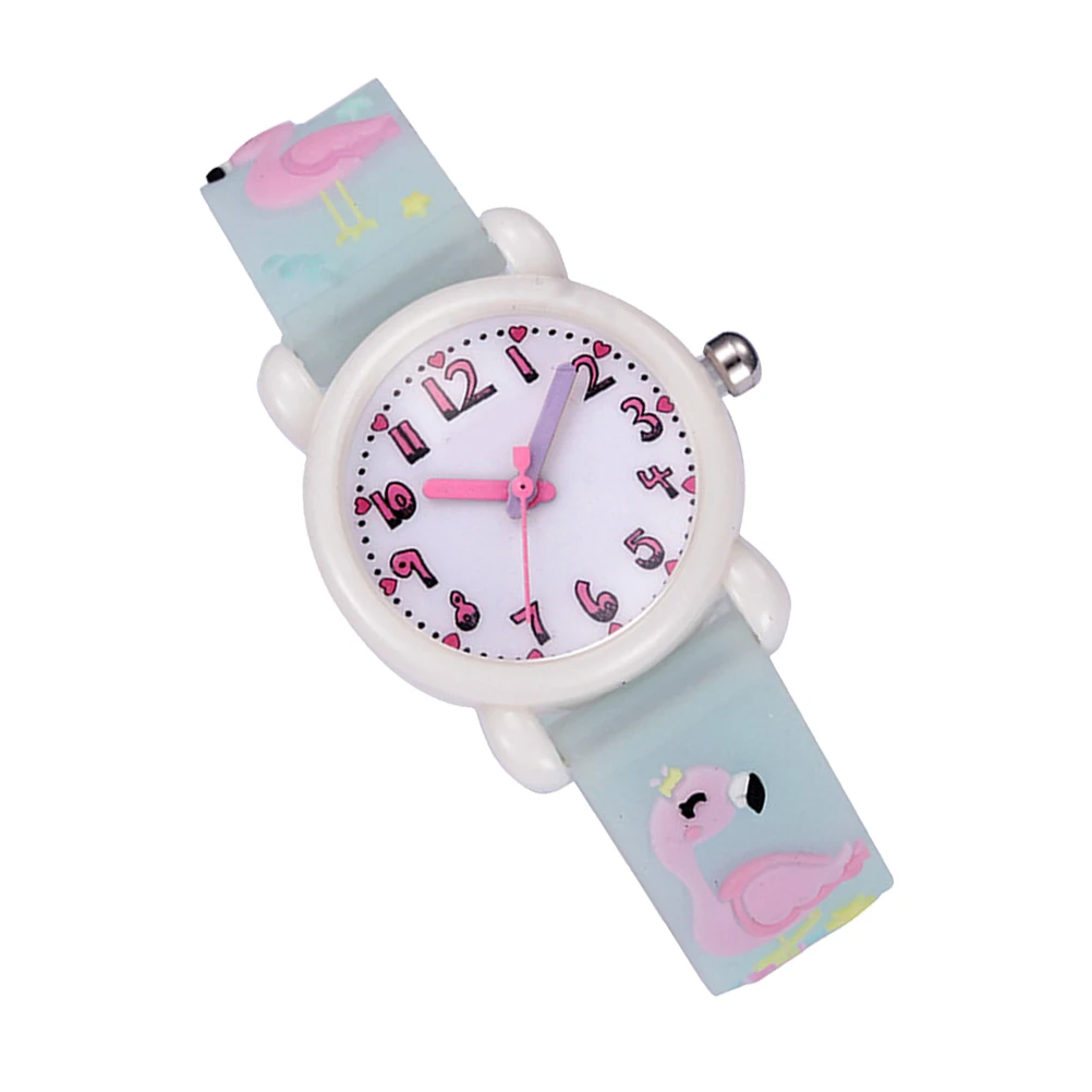 Cute Children's Cartoon for Kids Waterproof Wrist Watch Flamingo Design Light Simple Pattern Adorable Watch for Boys