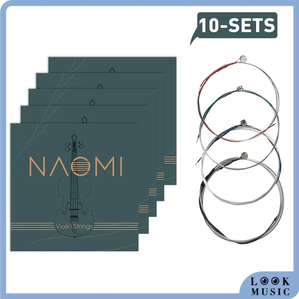 10 Sets NAOMI Full Set Violin Strings Universal 4/4 3/4 1/2 1/4 1/8 Fiddle Strings G D A & E Stainless Steel Core Violin Strings