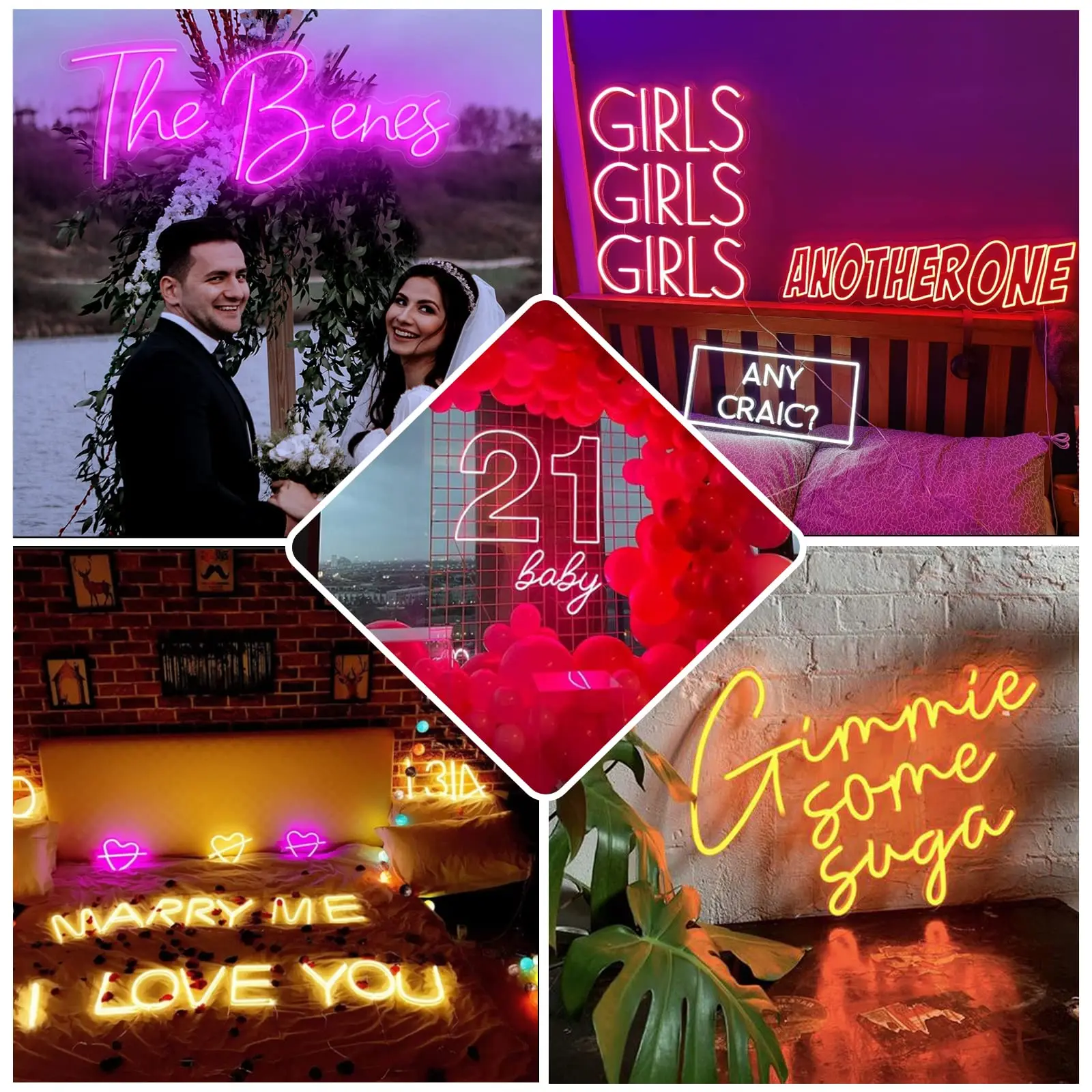 Custom LED Neon Signs, Personalised Neon Lights Sign for Bedroom Wedding Birthday Party Home Wall Décor Salon Neon Light Sign
