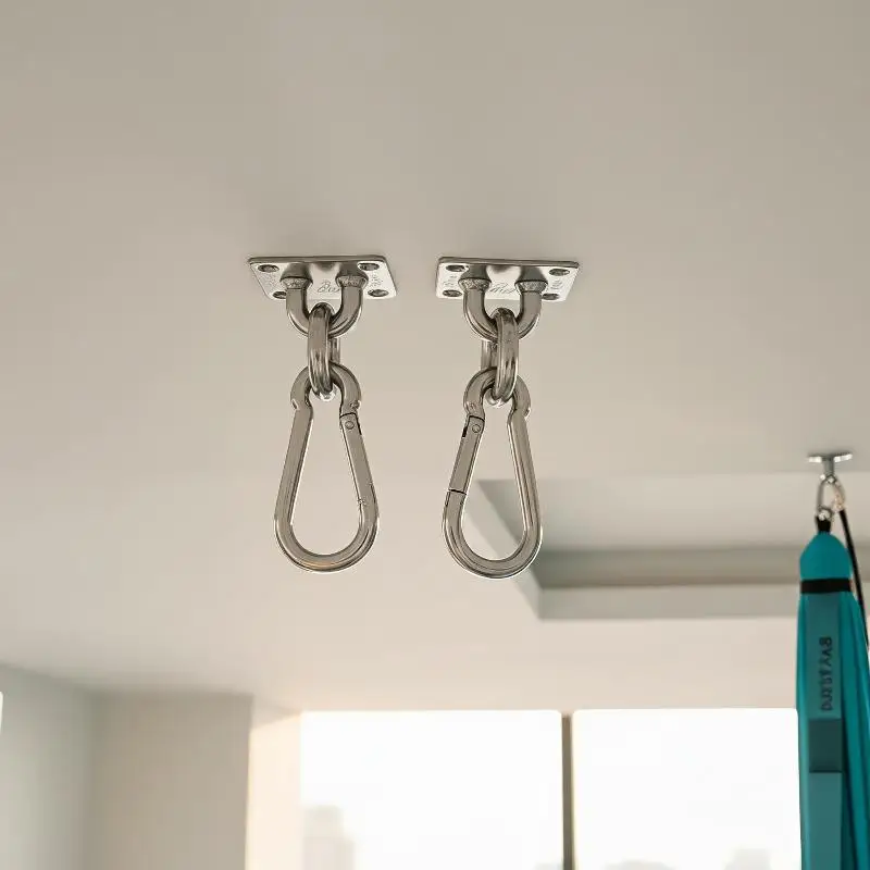 2 Set Stainless Square Heavy Duty Ceiling Wall Mounted Hook For Yoga Swings Hammocks Hardware