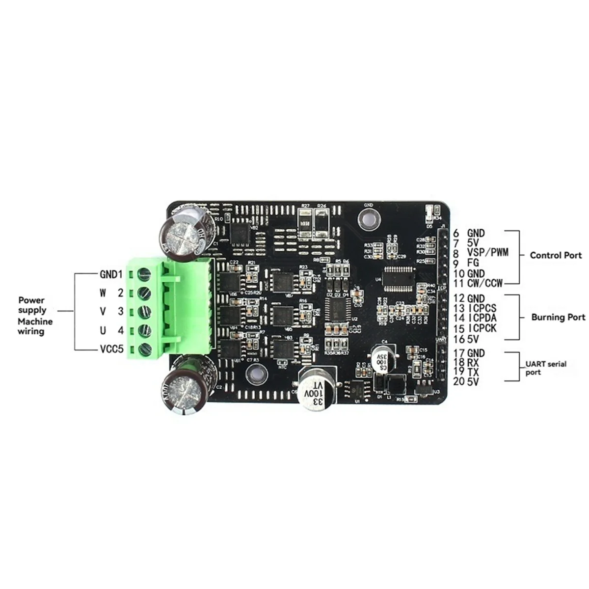 A56XQ DC 6-80V BLDC Three Phase DC Brushless Motor Controller PWM High Power 1600W Motor Driver Board Motor Regulator No Hall