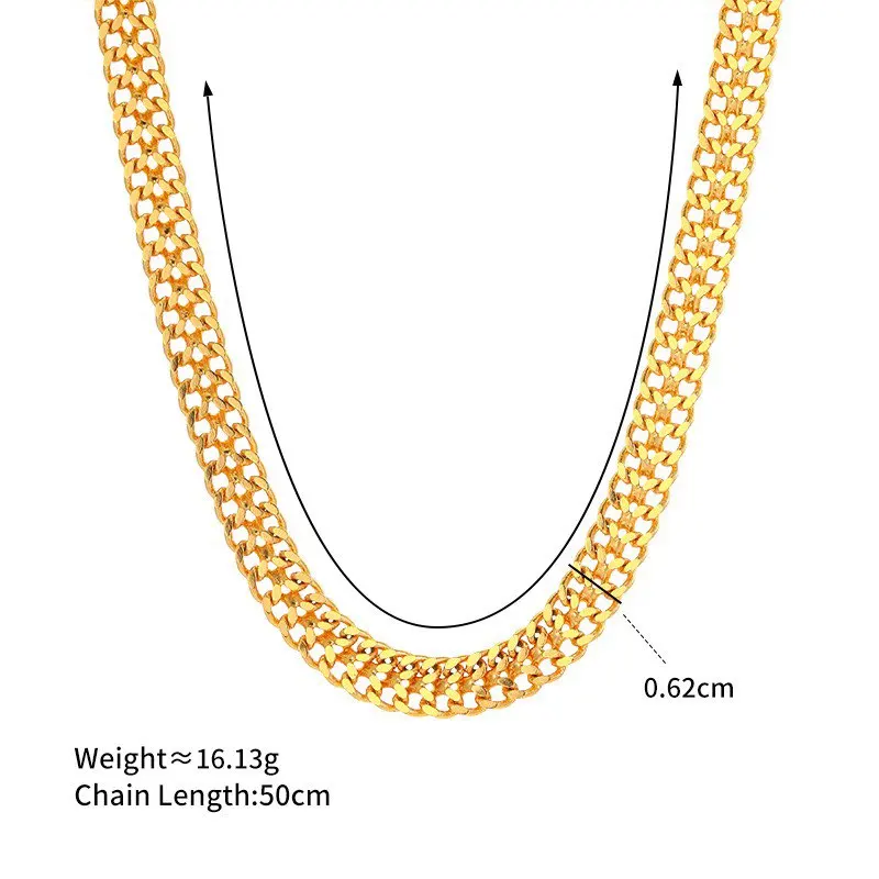 XP Jewelry --( 45 60 cm x 6 mm) 24 k Pure Gold Plated 2 Woven Chain Necklaces for Men Women Fashion Jewelry view 6