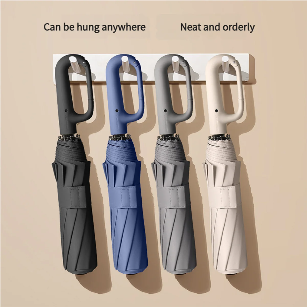 مظلة أوتوماتيكية كبيرة مع مشبك حلقي سميك ومتين للجنسين، محمول للحماية من الأشعة فوق البنفسجية، مقاوم للرياح والمطر ومظلة من الشمس