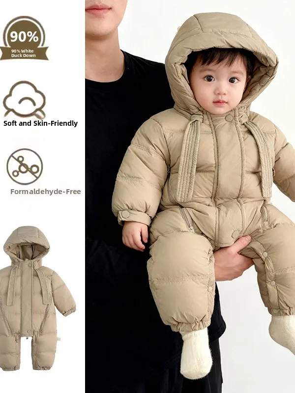 

Пуховый комбинезон для маленьких мальчиков, легкая теплая модная ветрозащитная зимняя одежда, костюм для кчери, модная одежда для малышей