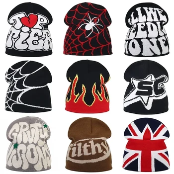Y2K Letter Knitted Winter Autumn Beanie Cap Men Women Kanye Beanies Gorras Hombre Top…