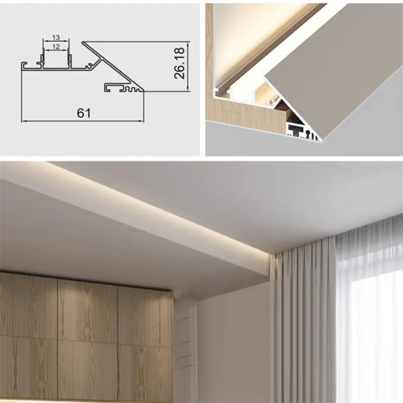 Ultra-Thin Ceiling Aluminum Profile 45Degree Reflective Light Trough Bevel Wall Washer Lamp Indoor Linear Home Decor Led Lights