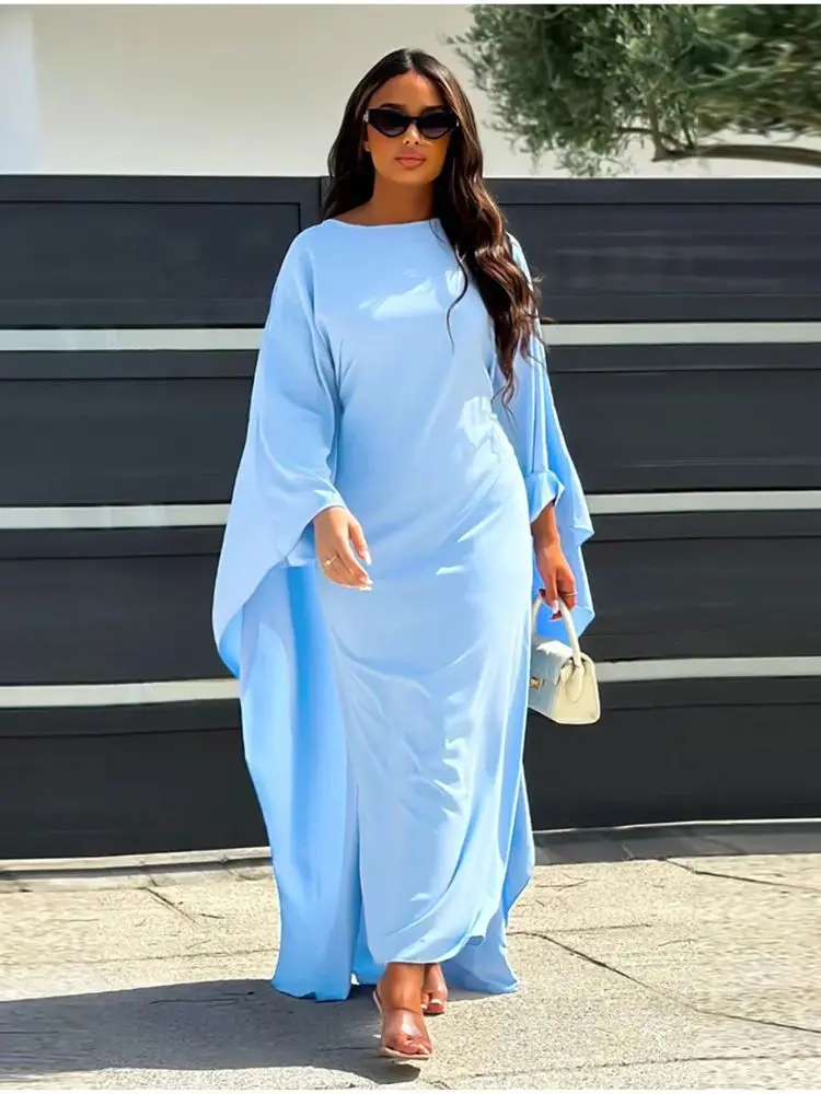 Ramadan Dubai Batwing Sleeve Abaya Turkey Islam Muslim Maxi Dress Prayer Clothes Women Kaftan Kebaya Caftan Robe Femme Musulmane