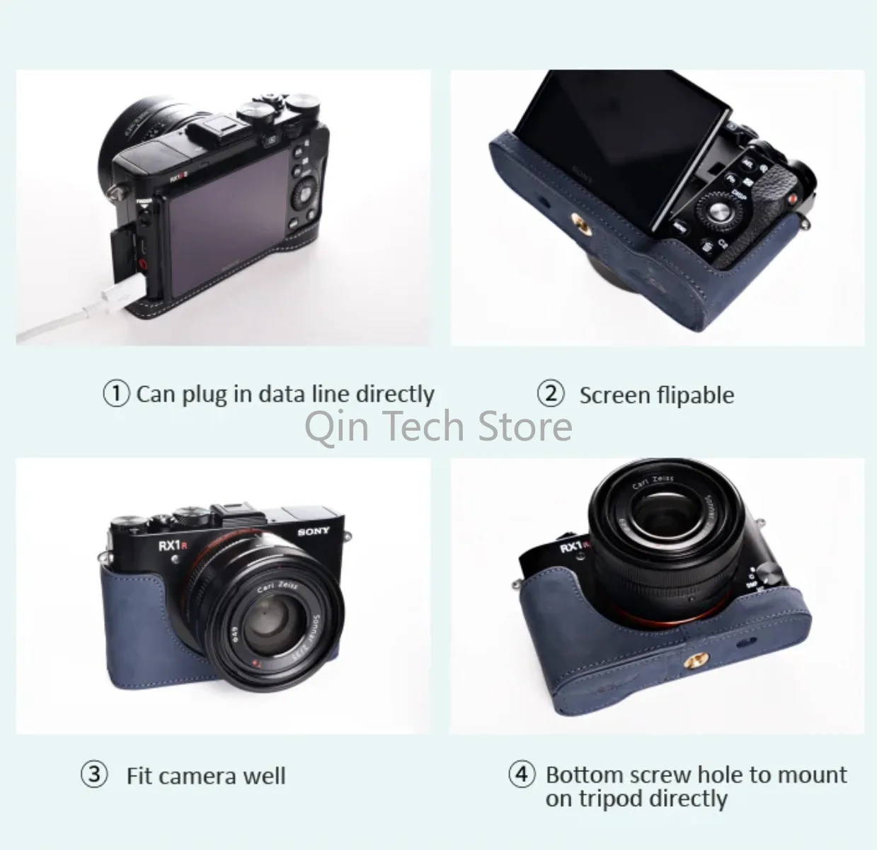 Tas pelindung kamera kulit asli asli penutup casing pegangan dasar sabuk bahu tali leher untuk Sony RX1R ii RX1R2 RX1RII