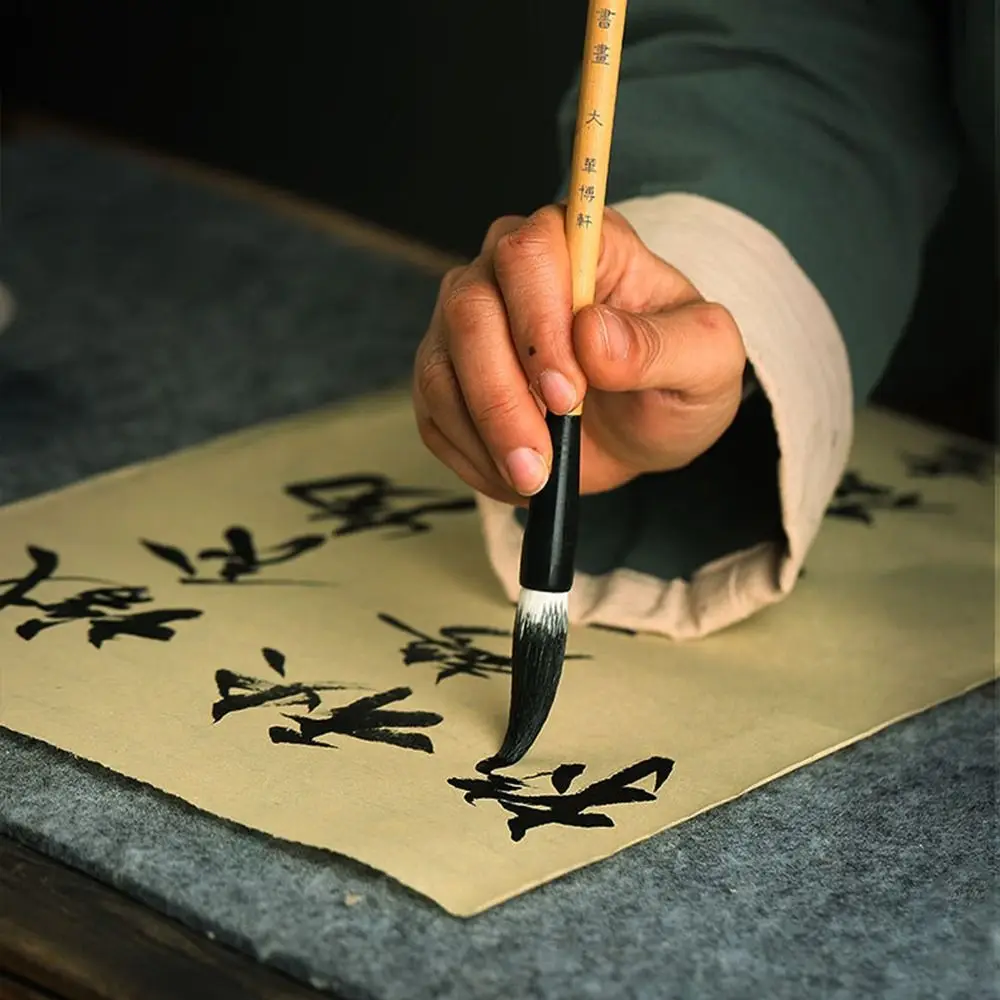 Traditional Chinese Calligraphy Brush Oil Watercolor Oil Painting Scriptures Writing Brush Wood High-end Art Paint Brush