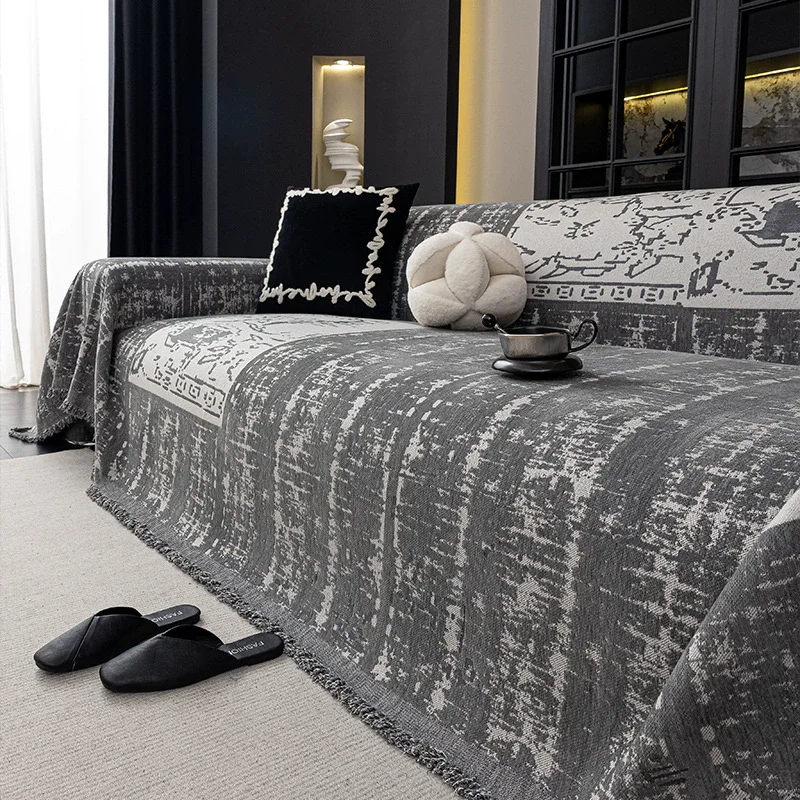 

Всесезонный универсальный чехол для дивана, полная длина, новинка 2025, стильный комбинированный защитный чехол для подушки для гостиной