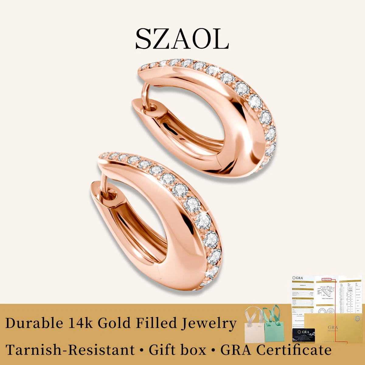 

2PCS 14K Gold Filled Moissanite Hoop Earrings for Women Huggie Earring Ladies' Daily Matching Banquet Accessories Trend Jewelry