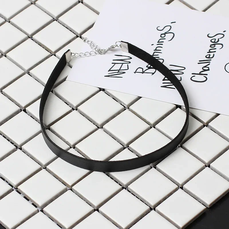 Simple Black Punk Choker Necklace for women Gothic Leather Chokers Necklaces Popular Party Statement Collar Jewelry