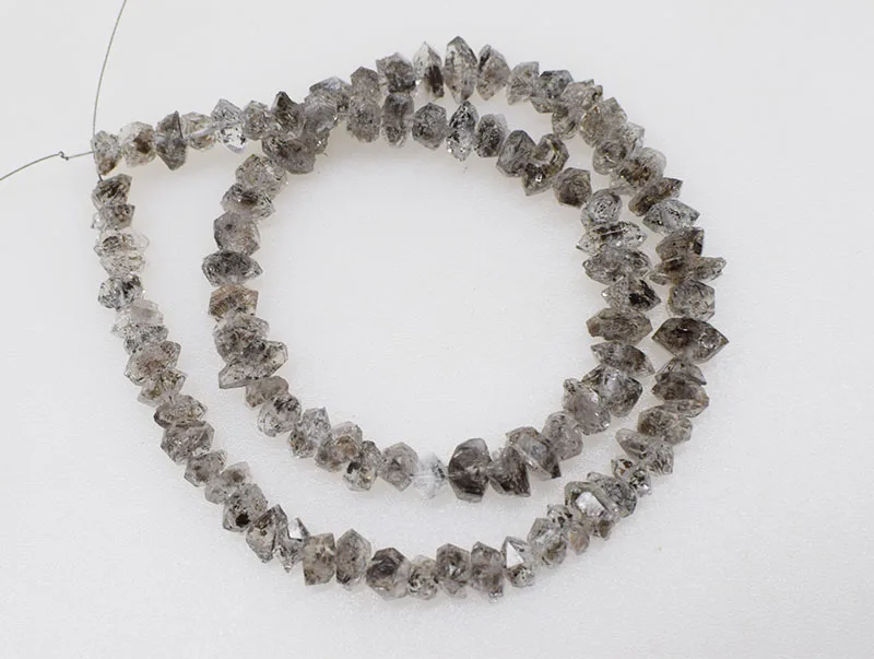 

Herkimer Diamond crystal white/black baroque faceted 6-10mm FPPJ for making jewelry 40cm