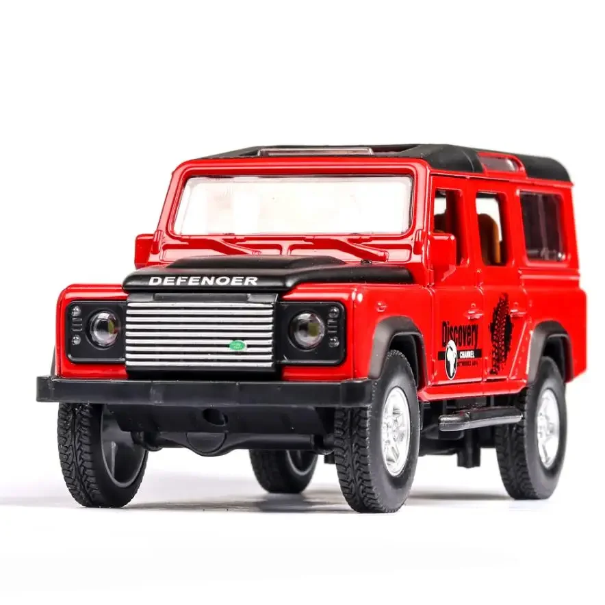 1:32 Scale Wheels Orv Diecast Car 1990 Land Defender Rover Metal Model With Light Sound Pull Back Vehicle Alloy Toy For Gifts