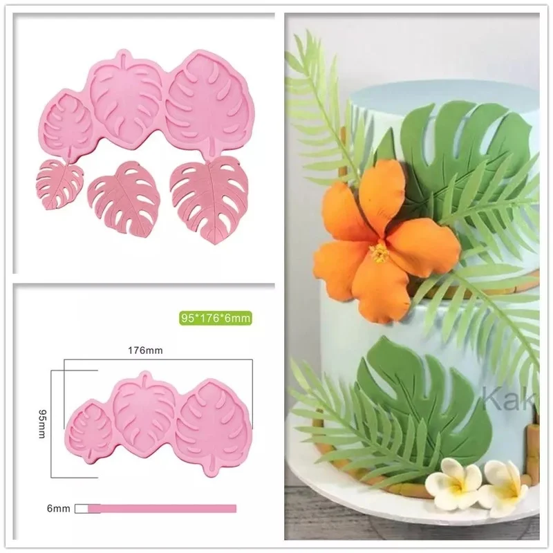 

1Pc 3 Sizes Made Decorating Leaves Chocolate Candy Monstera Leaf Silicone Mold Fondant Cake Decoration Silicone Mold Hand