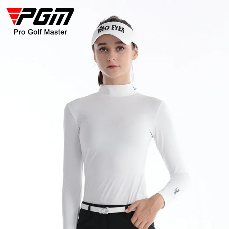 PGM Women Golf Ice Silk Shirts Bottom Coat Shading Sunscreen Long-sleeved T-shirt Summer Ultra-thin Cool Money YF001