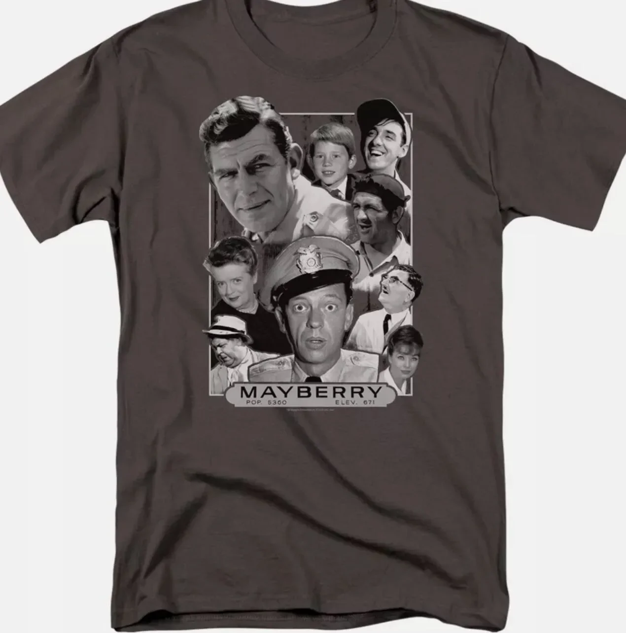 Andy Griffith Show Mayberry T Shirt Mens Licensed Classic TV Show Merch Charcoal